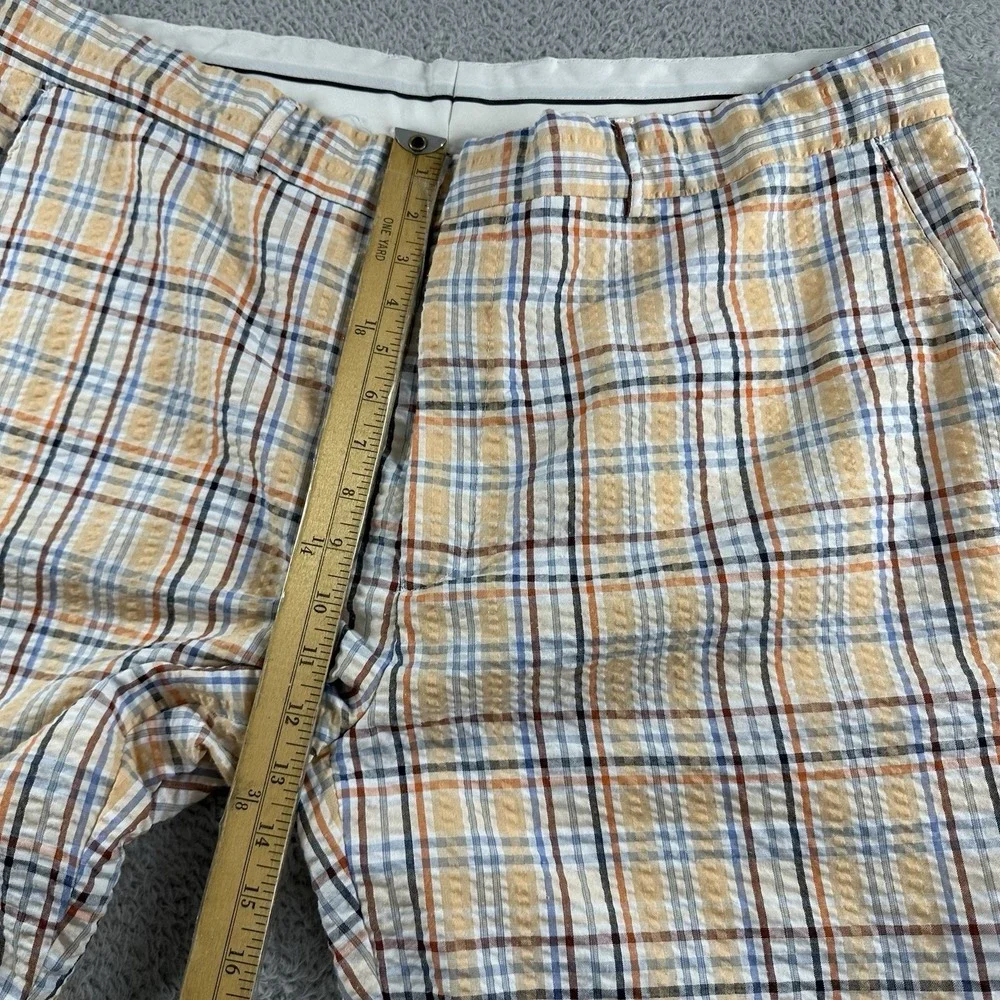 Gino Lussari Seerksucker Shorts‎ Mens 42 Plaid Lightweight Golf Spring Summer